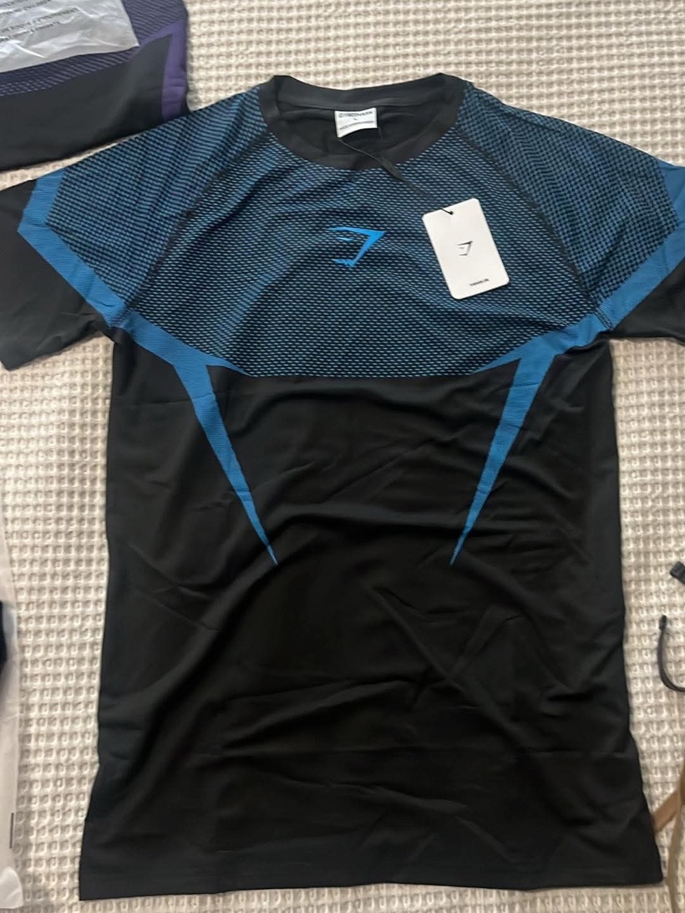 Gymshark Black with Blue Accent Athletic Tee